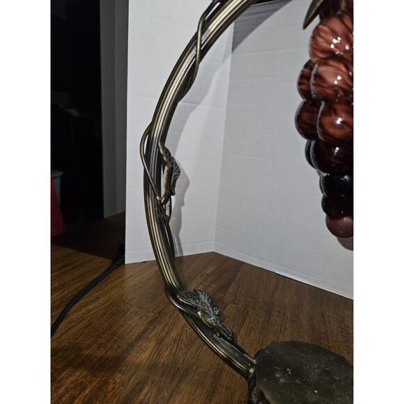 Hanging Glass Art Deco Grape Cluster Table Desk Lamp Arched Cast Metal Arm... - Picture 6 of 6
